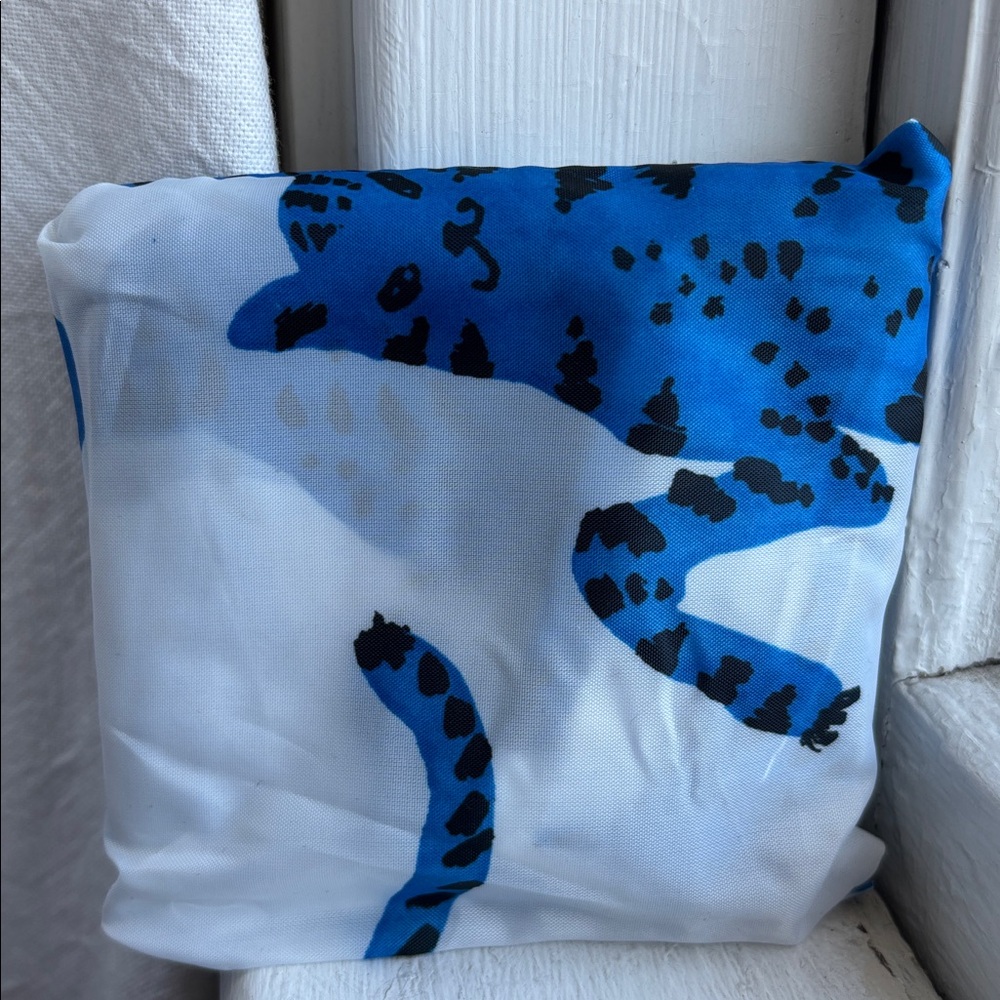 😸IKEA NWT SKYNKE Crazy Blue Cat reusable tote swirling blue felines Warhol-style